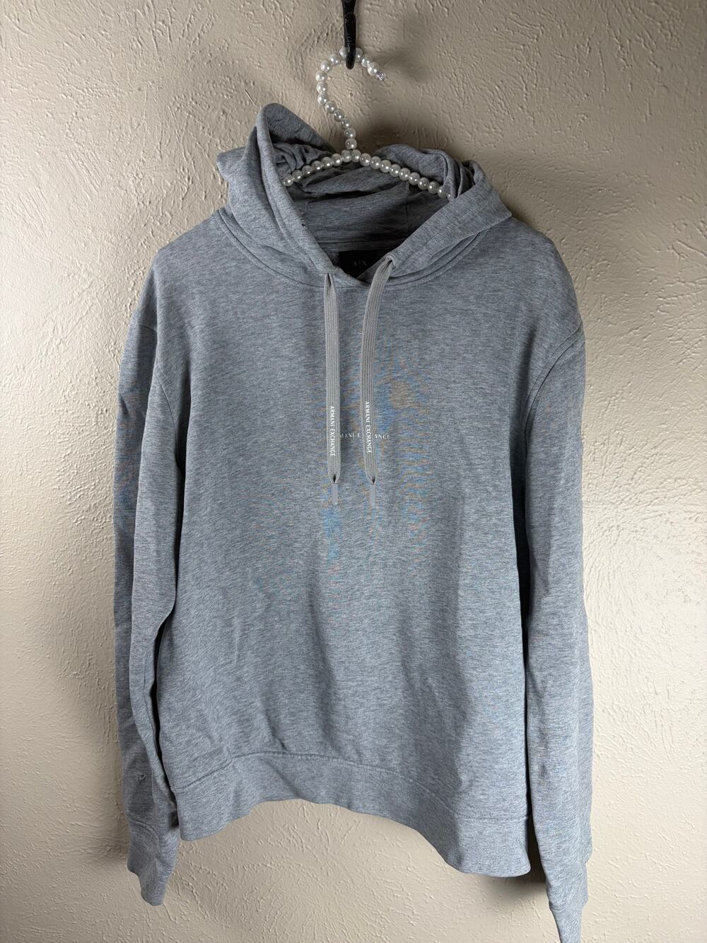 Armani Exchange Sweatshirt Size Medium Gray Casual Designer Hoodie Unisex Comfy